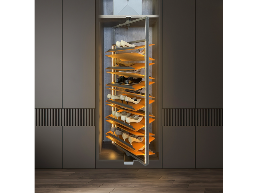 燈光 全鋁皮革旋轉鞋架