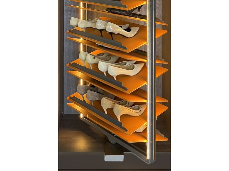 燈光 全鋁皮革旋轉鞋架