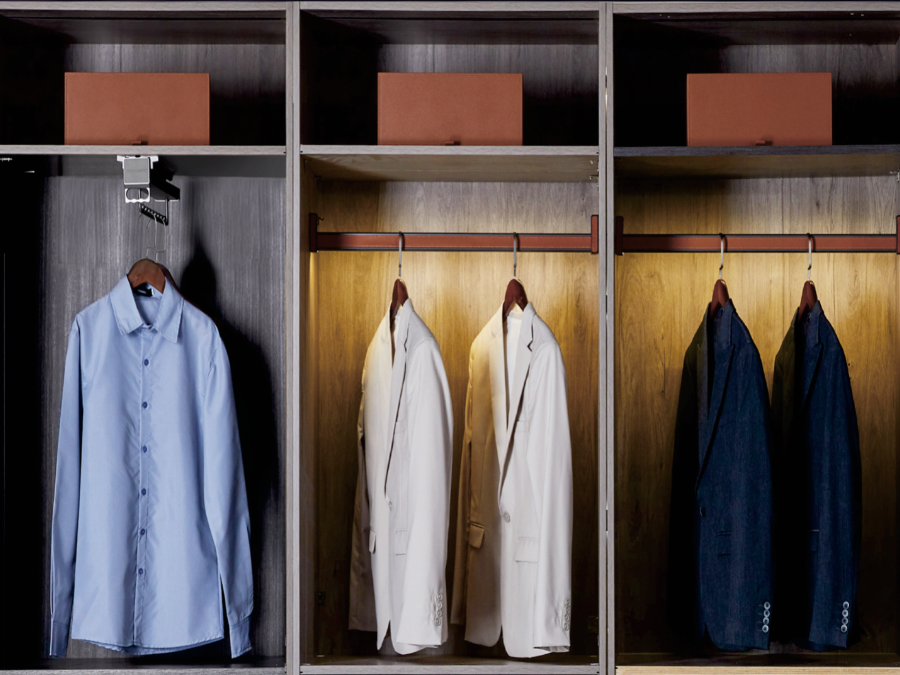 燈光 豪華皮革掛衣桿