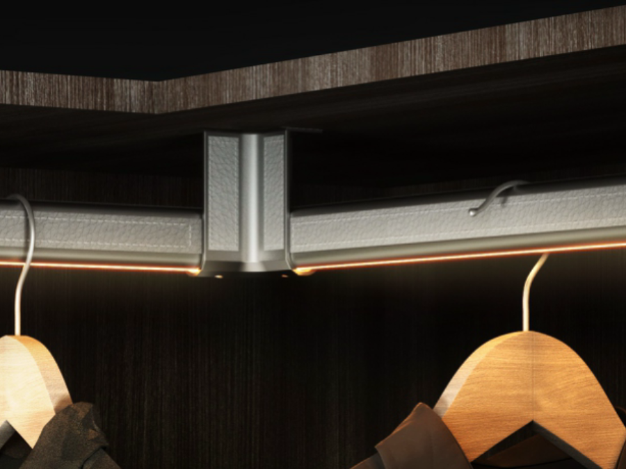 燈光 豪華皮革掛衣桿